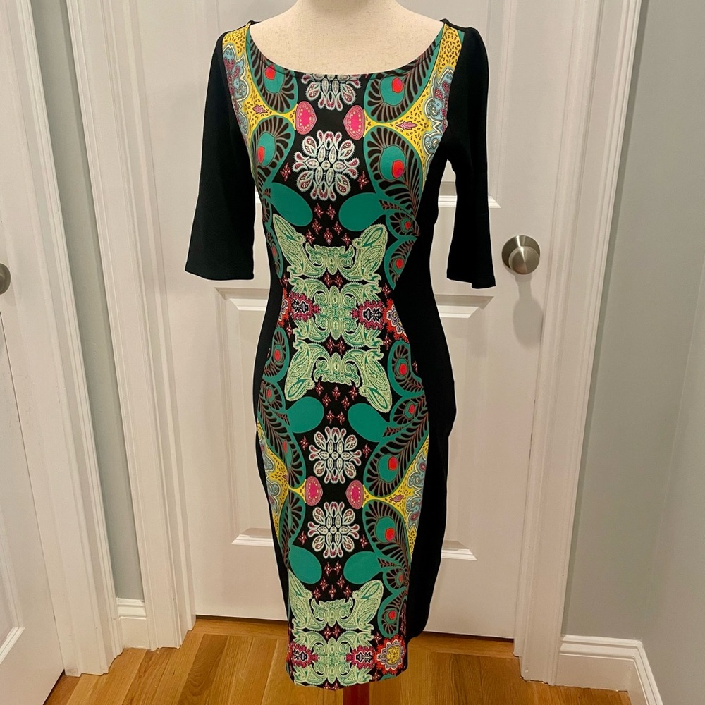 NWT Weston Wear Sixties-Style Mod Sheath Dress 3/4 Sleeve Scoop Neck, size XS